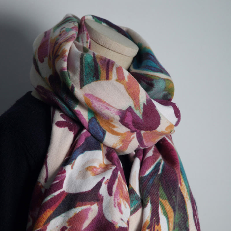 Buddha Stones Tibetan Sweet Colorful Flower Print Shawl Fall Winter Soft Scarf Wrap - image 7