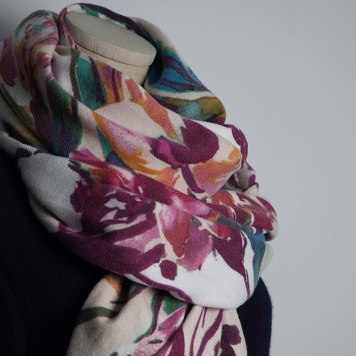 Buddha Stones Tibetan Sweet Colorful Flower Print Shawl Fall Winter Soft Scarf Wrap - image 6