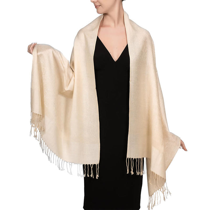 Buddha Stones Tibetan Cashew Jacquard Tassels Shawl Spring Fall Winter Warm Cozy Scarf Wrap - Moccasin 180*70cm - image 22