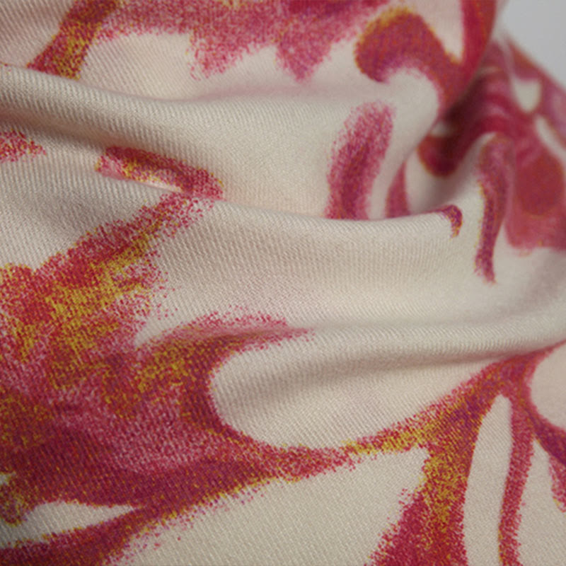 Buddha Stones Tibetan Red Flower Print Shawl Fall Winter Soft Warm Scarf Wrap - image 11