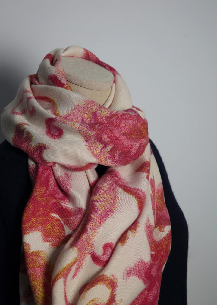 Buddha Stones Tibetan Red Flower Print Shawl Fall Winter Soft Warm Scarf Wrap - image 8