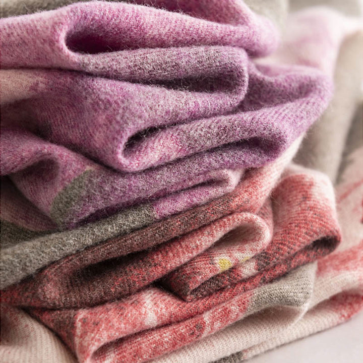 Buddha Stones Tibetan Shawl Artistic Style Hibiscus Syriacus Print Fall Winter Cozy Warm Scarf Wrap - image 20