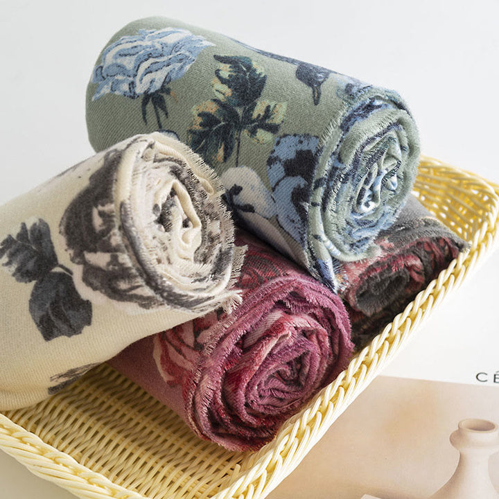 Buddha Stones Tibetan Shawl Garden Style Rose Flower Print Fall Winter Soft Warm Scarf Wrap - image 12