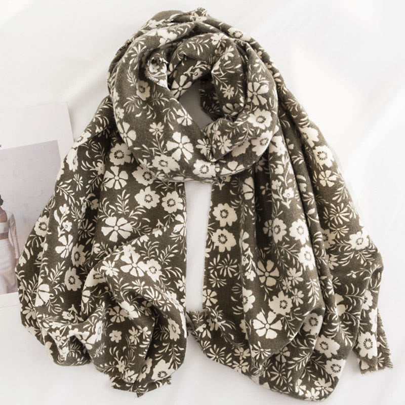 Buddha Stones Tibetan Shawl Fresh Daisy Print Fall Winter Soft Warm Travel Scarf Wrap - image 3