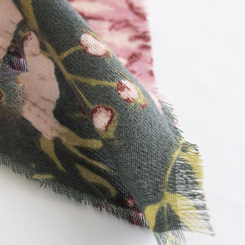 Buddha Stones Tibetan Shawl Blooming Flower Lush Leaves Print Fall Winter Soft Warm Scarf Wrap - image 9