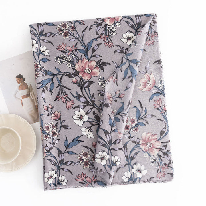 Buddha Stones Tibetan Shawl Retro Blooming Camellia Japonica Print Fall Winter Soft Warm Scarf Wrap - image 2