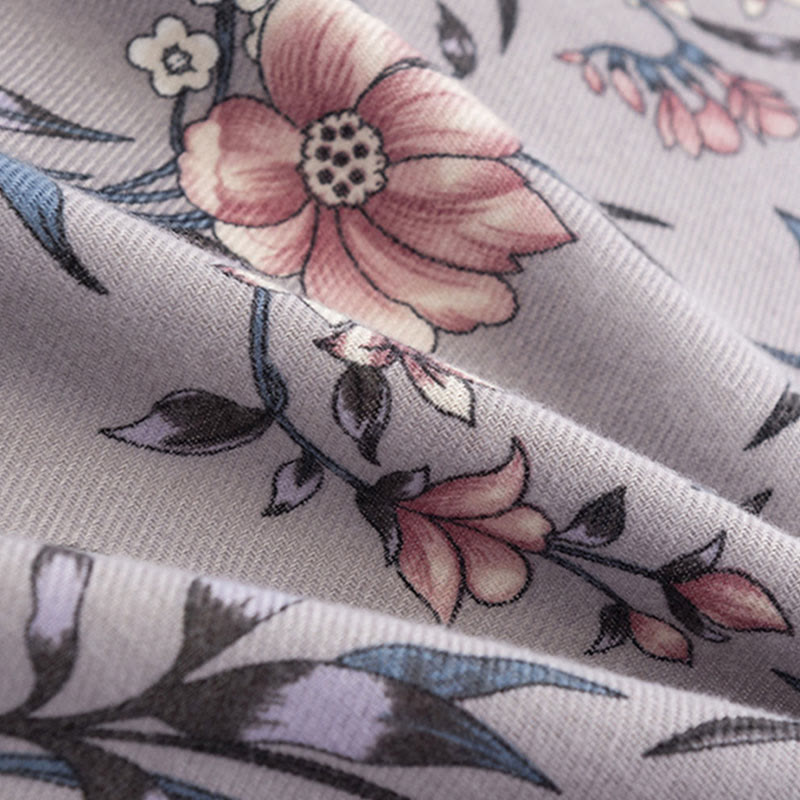 Buddha Stones Tibetan Shawl Retro Blooming Camellia Japonica Print Fall Winter Soft Warm Scarf Wrap - image 6