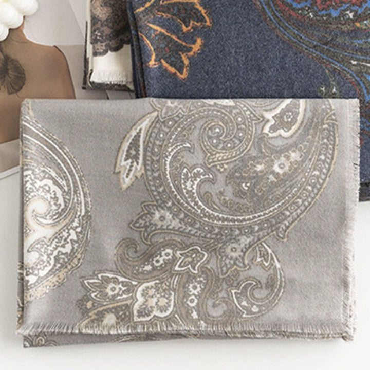 Buddha Stones Tibetan Paisley Prints Shawl Fall Winter Soft Warm Scarf Wrap - LightGrey 190*65cm - image 16