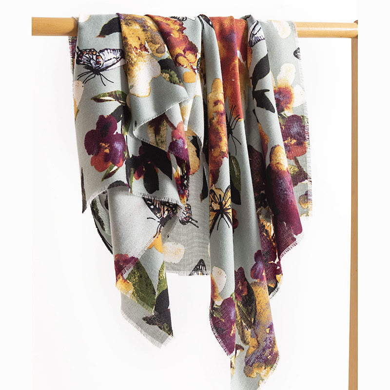 Buddha Stones Tibetan Colorful Butterfly Flower Print Shawl Fall Winter Soft Warm Scarf Wrap - image 3