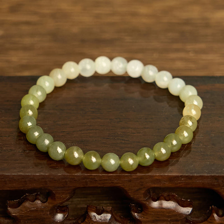 Buddha Stones Hetian Jade Gradient Color Abundance Bracelet