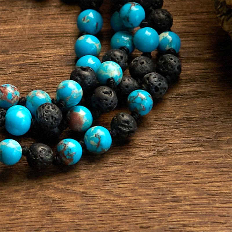 Buddha Stones Emperor Stone Lava Rock Beads Tassel Happiness Necklaces Pendants