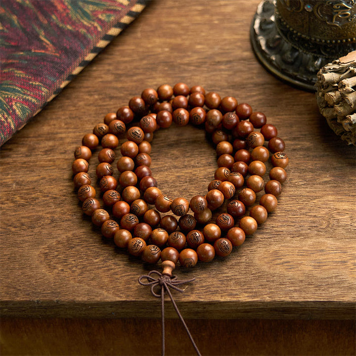 Buddha Stones 108 Mala Beads Lightning Struck Jujube Wood The Golden Light Mantra Protection Bracelet