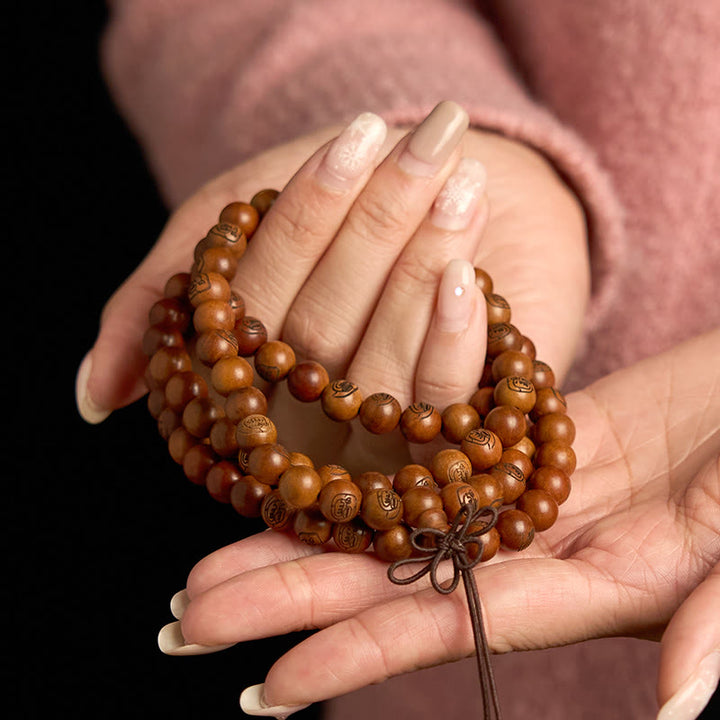 Buddha Stones 108 Mala Beads Lightning Struck Jujube Wood The Golden Light Mantra Protection Bracelet