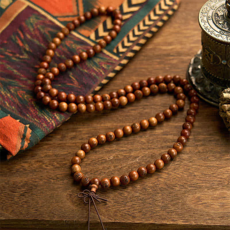 Buddha Stones 108 Mala Beads Lightning Struck Jujube Wood The Golden Light Mantra Protection Bracelet