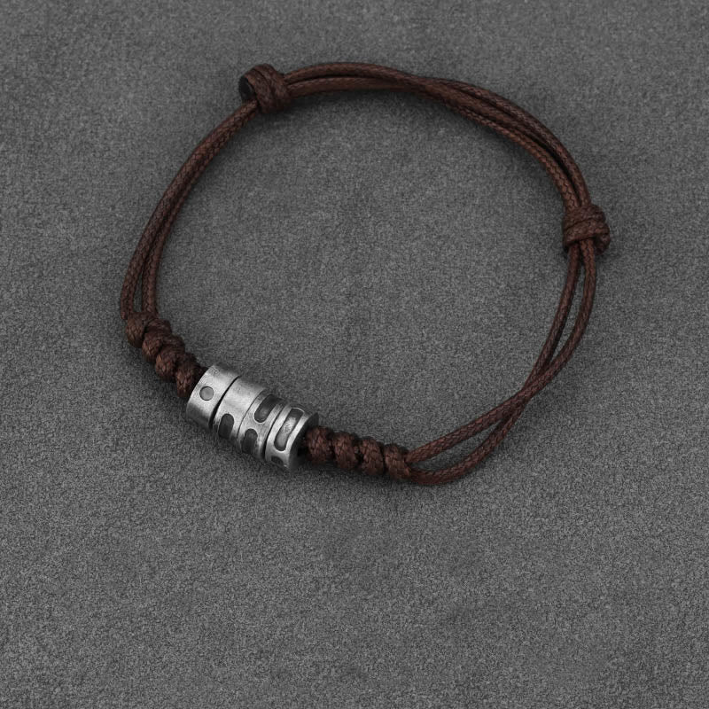 Buddha Stones 999 Sterling Silver Morse Code Wax Rope Blessing Bracelet - 999 Sterling Silver Brown Wax Rope(Wrist Circumference: 14-21cm) - Morse Code:LOVE - image 10