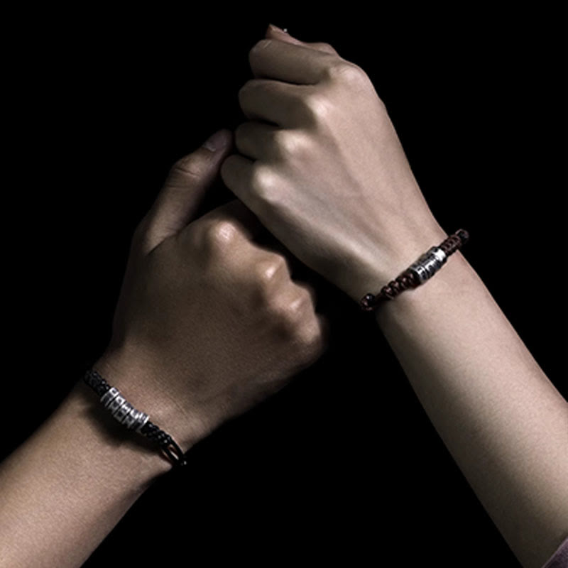 Buddha Stones 999 Sterling Silver Morse Code Wax Rope Blessing Bracelet - image 14