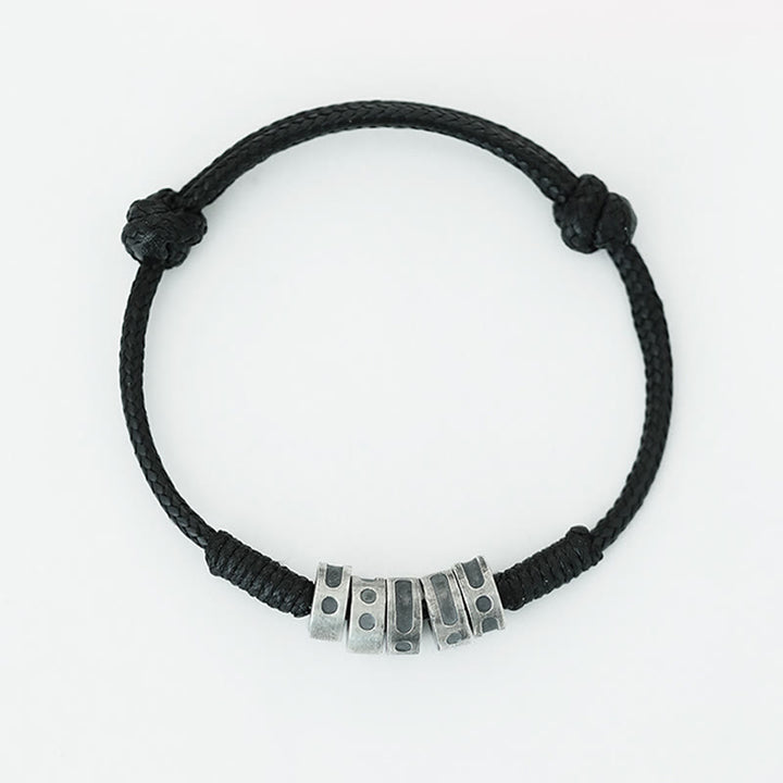 Buddha Stones 999 Sterling Silver Morse Code Wax Rope Blessing Bracelet - image 3