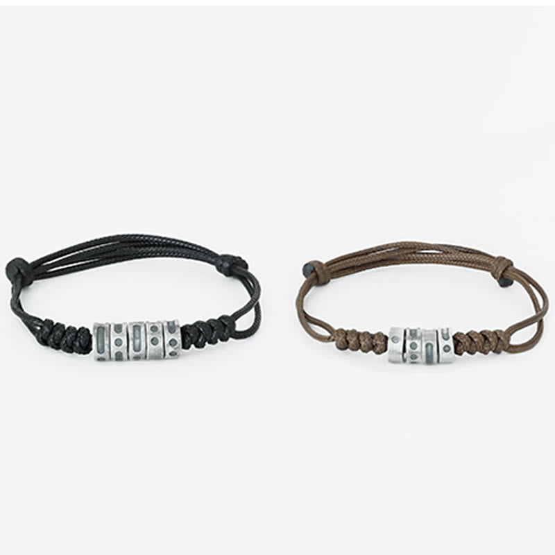 Buddha Stones 999 Sterling Silver Morse Code Wax Rope Blessing Bracelet - image 13