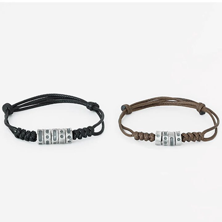 Buddha Stones 999 Sterling Silver Morse Code Wax Rope Blessing Bracelet - image 13