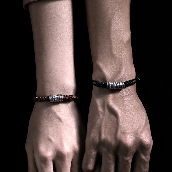 Buddha Stones 999 Sterling Silver Morse Code Wax Rope Blessing Bracelet - image 17