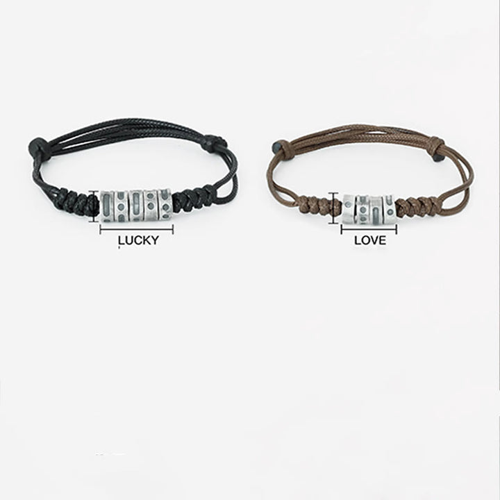 Buddha Stones 999 Sterling Silver Morse Code Wax Rope Blessing Bracelet - image 4