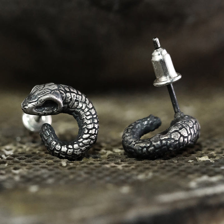 Buddha Stones 999 Sterling Silver Snake Texture Year Of The Snake Protection Balance Earrings