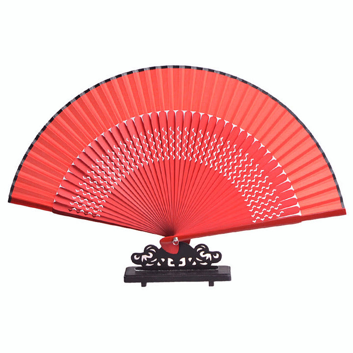 Buddha Stones Flower Rabbit Spray Painting Handheld Cotton Linen Fabric Bamboo Folding Fan - image 2