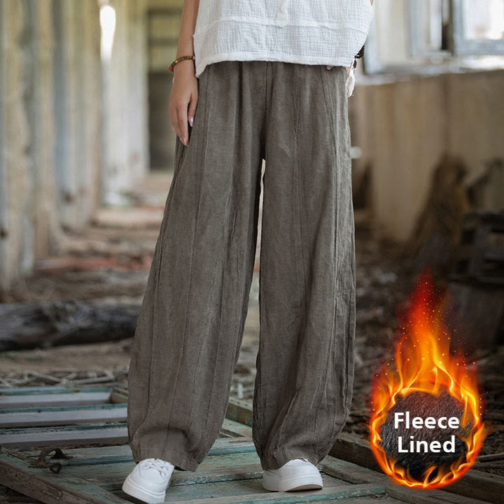 Buddha Stones Retro Tie Dye Harem Pants Casual Women's Yoga Pants With Pockets - DarkKhaki(Fleece Lined Version) - US6，UK/AU10，EU38 (L)  - image 62