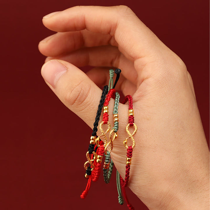 Buddha Stones 999 Gold Year of the Snake Eternal Endless Knot Infinity Handmade Luck Bracelet - image 11