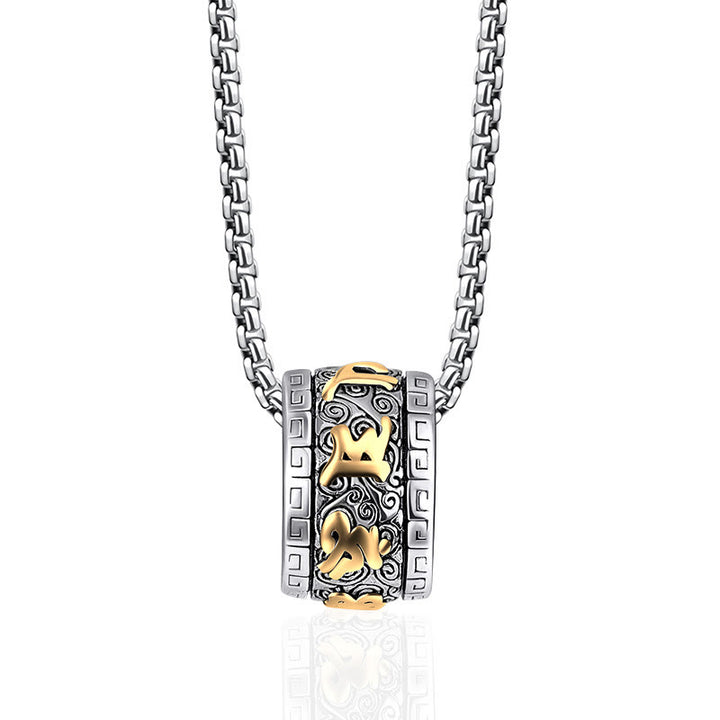 Buddha Stones Tibetan Om Mani Padme Hum Titanium Steel Peace Necklace Pendant - Golden Om Mani Padme Hum - image 0