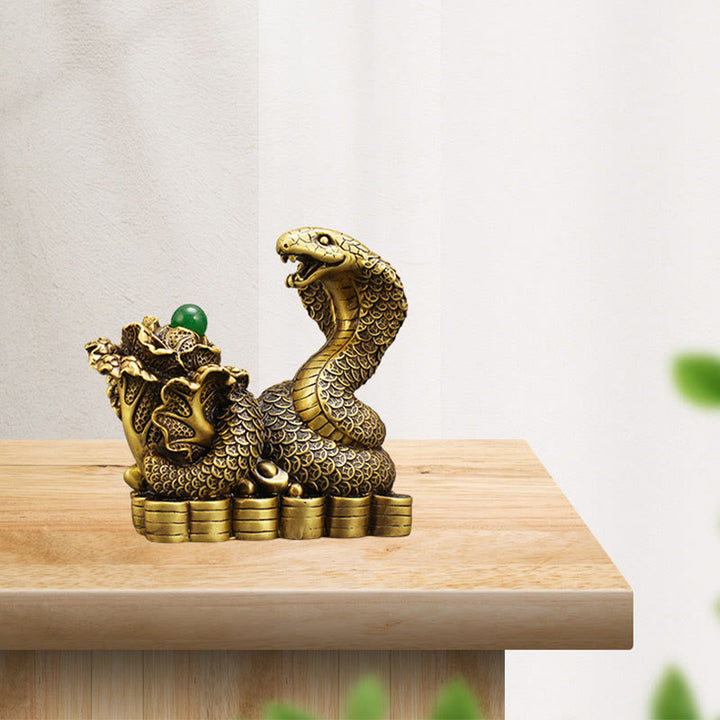 Buddha Stones Year Of The Snake Copper Coins Ingots Cabbage Brass Statue Home Decoration