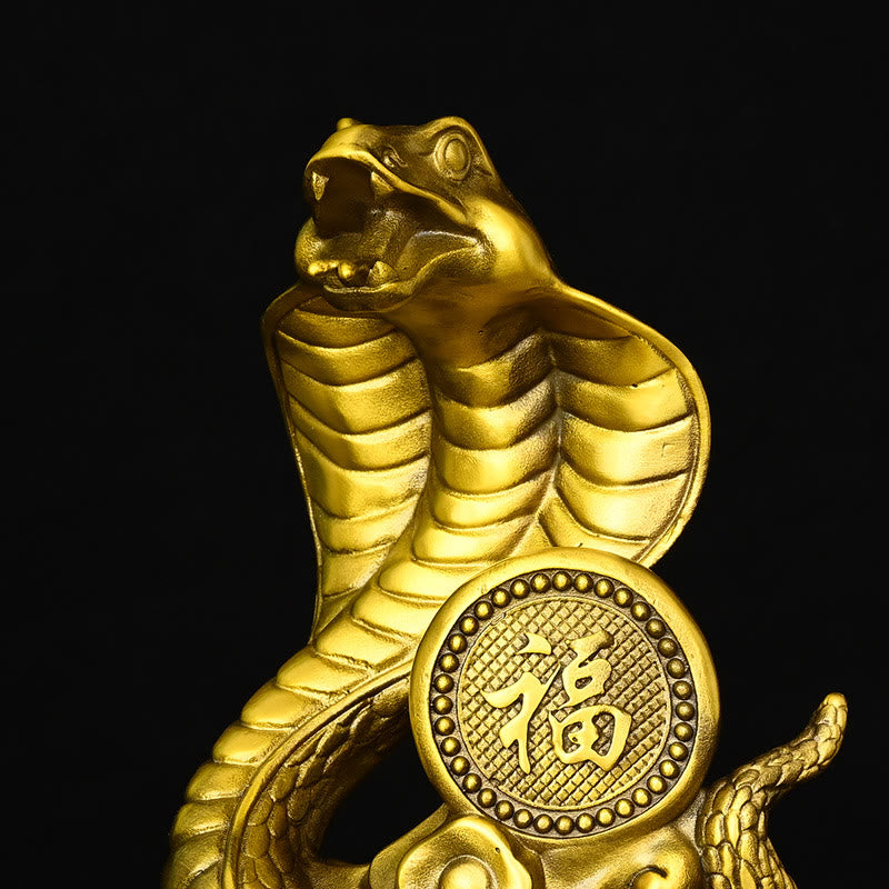 Buddha Stones Year Of The Snake Fu Character Auspicious Clouds Fortune Brass Home Statue Decoration