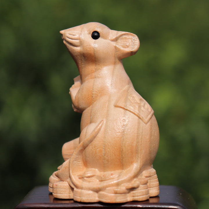 Buddha Stones Year Of The Snake Chinese Zodiac Fu Character Peach Wood Home Statue Decoration