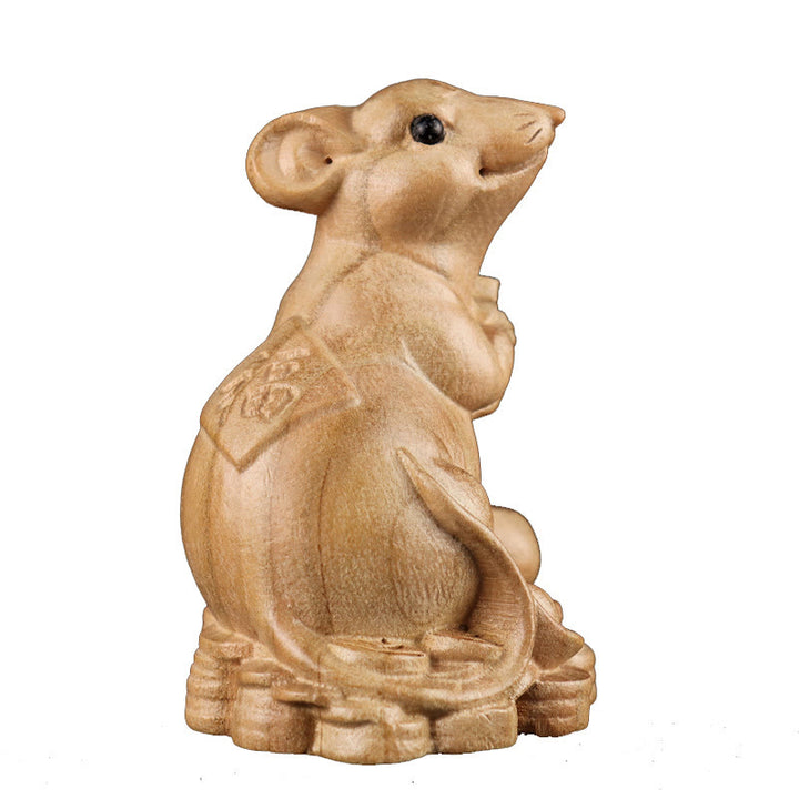 Buddha Stones Year Of The Snake Chinese Zodiac Fu Character Peach Wood Home Statue Decoration