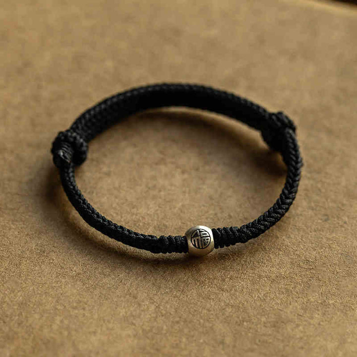 Buddha Stones Handmade String 925 Sterling Silver Fu Bead Braided Fortune Bracelet - Black String 925 Sterling Silver(Adjustable) - image 11