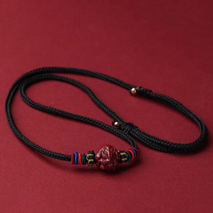 Buddha Stones Cinnabar Chinese Zodiac Black String Blessing Necklace Pendants