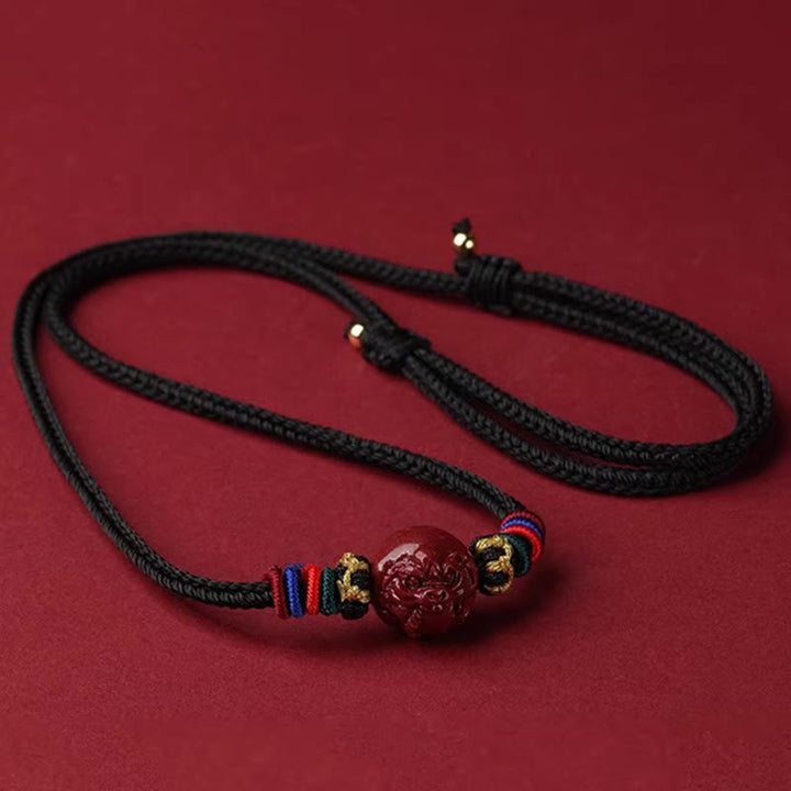 Buddha Stones Cinnabar Chinese Zodiac Black String Blessing Necklace Pendants