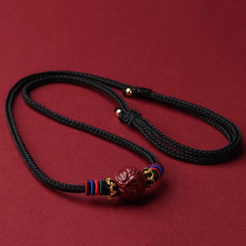 Buddha Stones Cinnabar Chinese Zodiac Black String Blessing Necklace Pendants