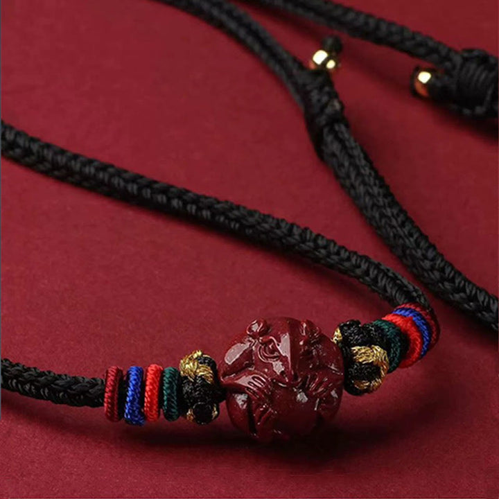 Buddha Stones Cinnabar Chinese Zodiac Black String Blessing Necklace Pendants