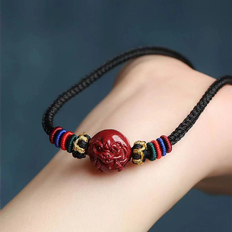 Buddha Stones Cinnabar Chinese Zodiac Black String Blessing Necklace Pendants