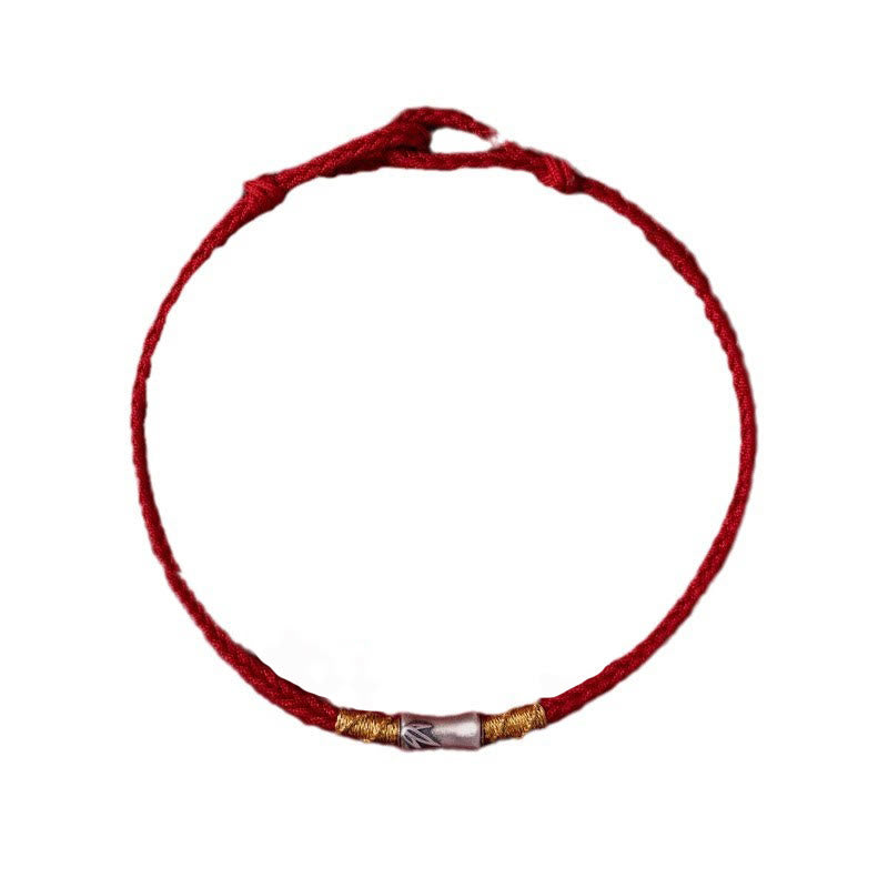 Buddha Stones Handmade 925 Sterling Silver Bamboo Design Red String Luck Braided Bracelet - image 15