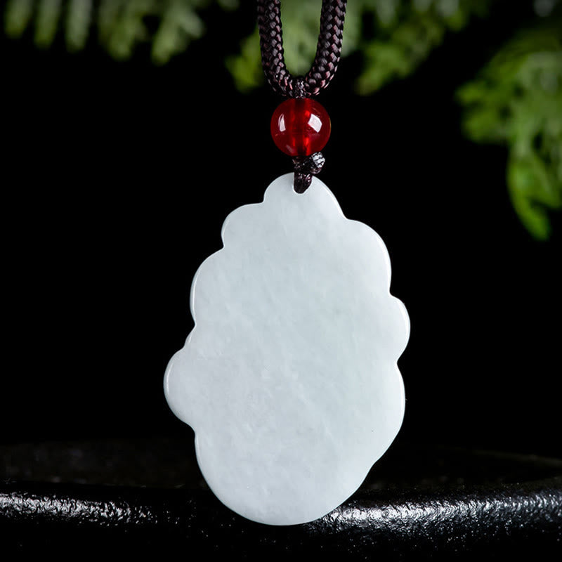 Buddha Stones Natural Jade Nine-tailed Fox Luck Necklace Pendant