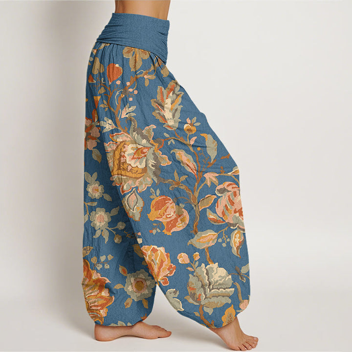 Buddha Stones Cotton Casual Blooming Flowers Buds Design Women's Elastic Waist Harem Pants - image 9