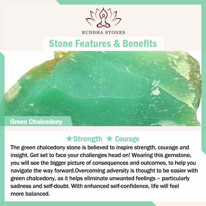 Buddha Stones 925 Sterling Silver Green Chalcedony Strength Courage Earrings  - image 5