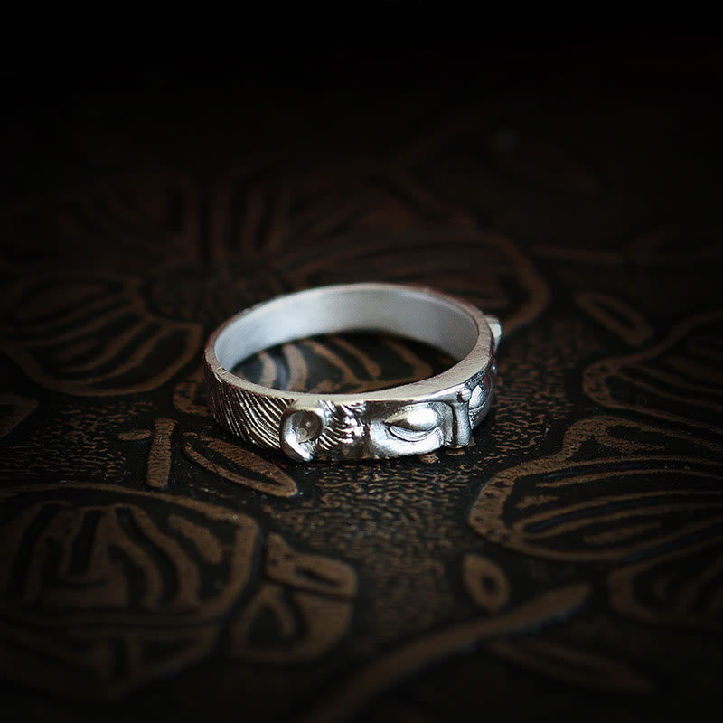 Buddha Stones 999 Sterling Silver Buddha Eyes Protection Ring - image 7