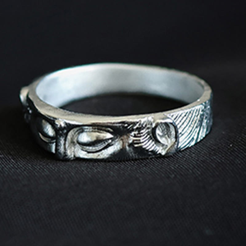 Buddha Stones 999 Sterling Silver Buddha Eyes Protection Ring - image 2