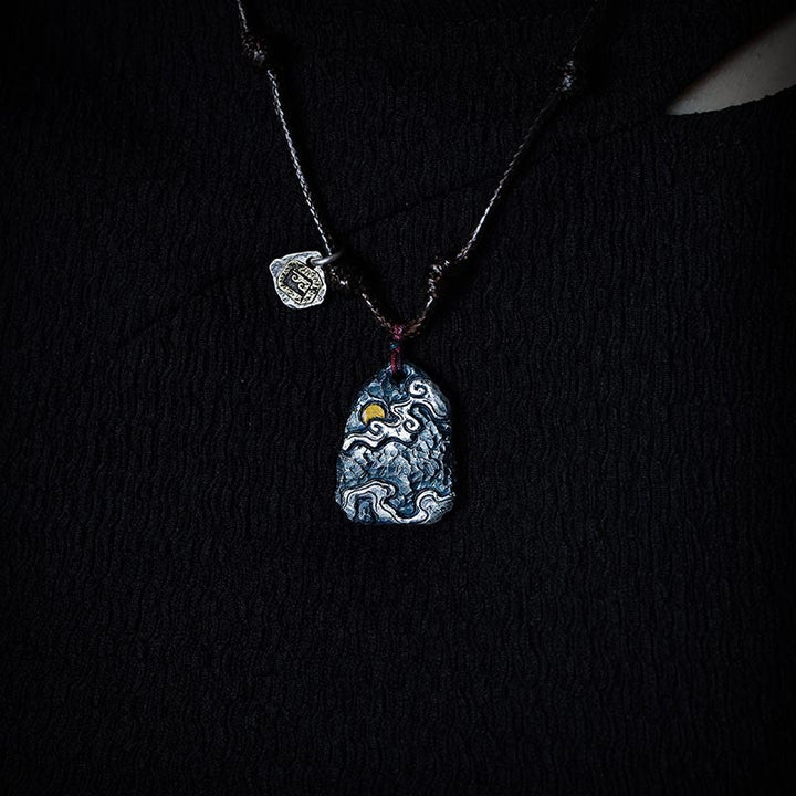 Buddha Stones 999 Sterling Silver 24k Gold Auspicious Clouds Protection Necklace Pendant - image 4