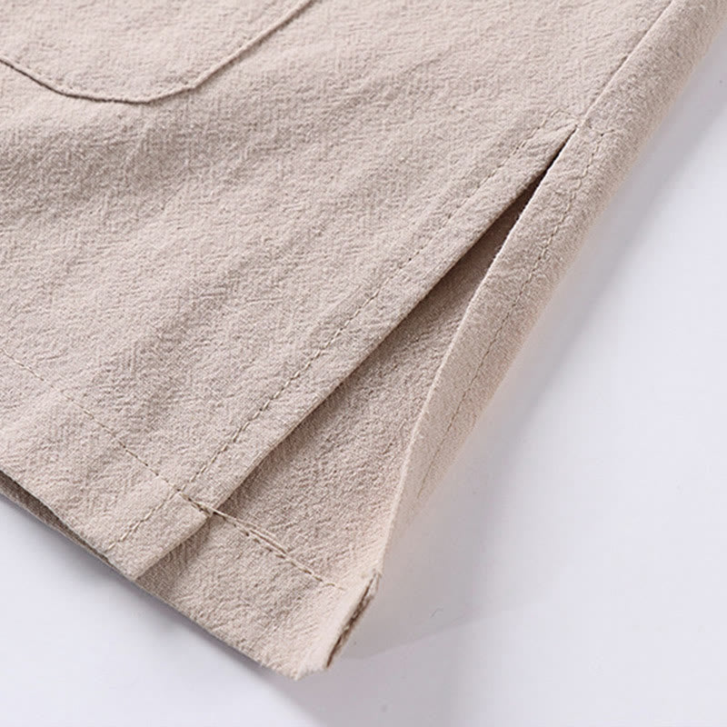 Buddha Stones Casual Plain Color Three Quarter Sleeve Front Button Cotton Linen Men's Shirt With Pockets - image 8