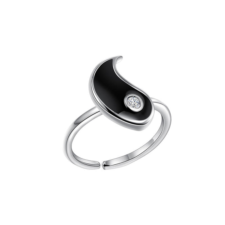 Buddha Stones Yin Yang Titanium Steel Cuff Balance Couple Ring