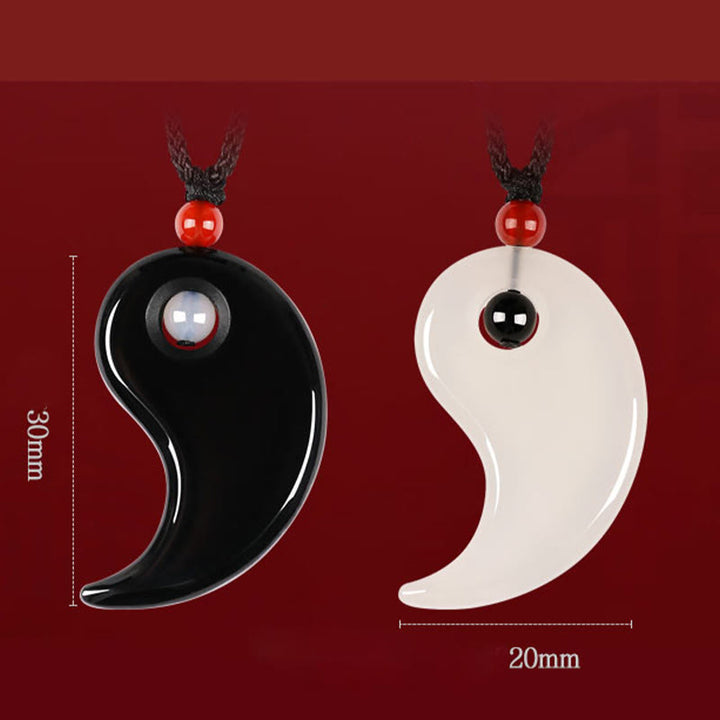 Buddha Stones Black Onyx White Agate Yin Yang Tai Chi Diagram Fortune Couple Necklace Pendant - image 8